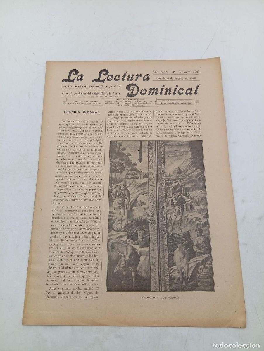 Coleccionismo de revistas y peri&oacute;dicos: LECTURA DOMINICAL. A&Ntilde;O XXV. N&ordm; 1253. A&Ntilde;O 1918. EL MONTEP&Iacute;O DE LA PRENSA ESPA&Ntilde;OLA. LA ADORAC.... LEER