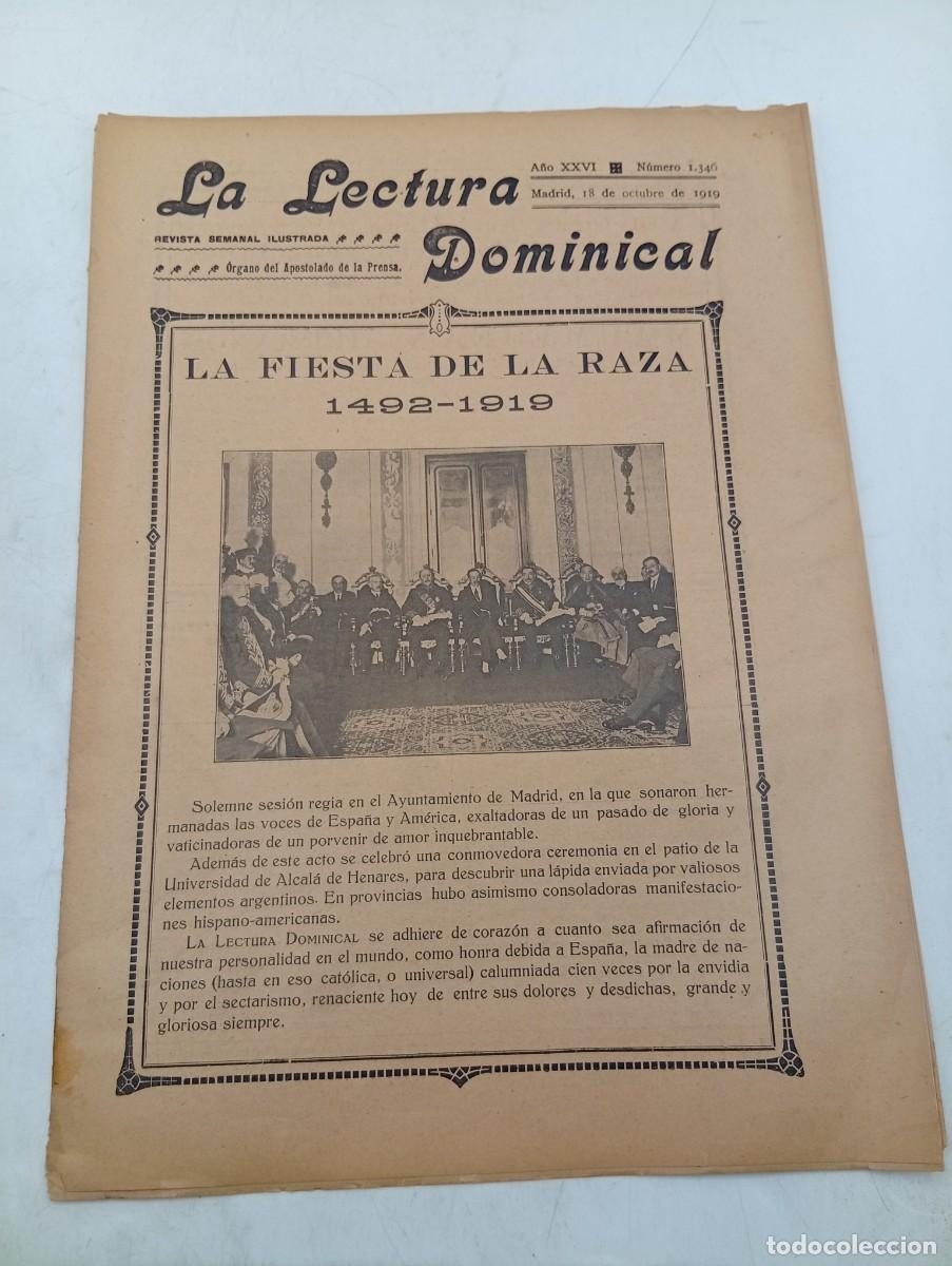 Coleccionismo de revistas y peri&oacute;dicos: LECTURA DOMINICAL. A&Ntilde;O XXVI. N&ordm; 1346. A&Ntilde;O 1919. LA FIESTA DE LA RAZA 1492-1919. CONFERENCIA ... LEER