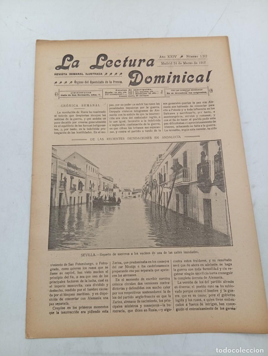 Coleccionismo de revistas y peri&oacute;dicos: LECTURA DOMINICAL. A&Ntilde;O XXIV. N&ordm; 1212. A&Ntilde;O 1917. INUNDACIONES EN ANDALUCIA. SEVILLA, CALLES... LEER