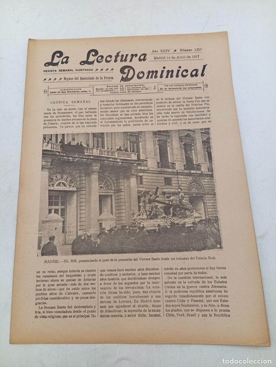 Coleccionismo de revistas y peri&oacute;dicos: LECTURA DOMINICAL. A&Ntilde;O XXIV. N&ordm; 1215. A&Ntilde;O 1917. MADRID : SS.MM. EN LA PROCESION DEL VIERNES ... LEER