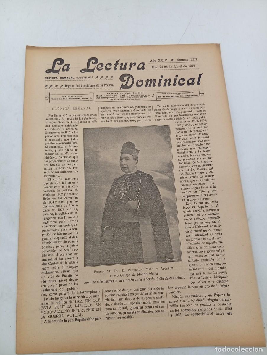 Coleccionismo de revistas y peri&oacute;dicos: LECTURA DOMINICAL. A&Ntilde;O XXIV. N&ordm; 1217. A&Ntilde;O 1917. VALENCIA : DESFILE DEL REGIMIENTO DE GUADALA... LEER