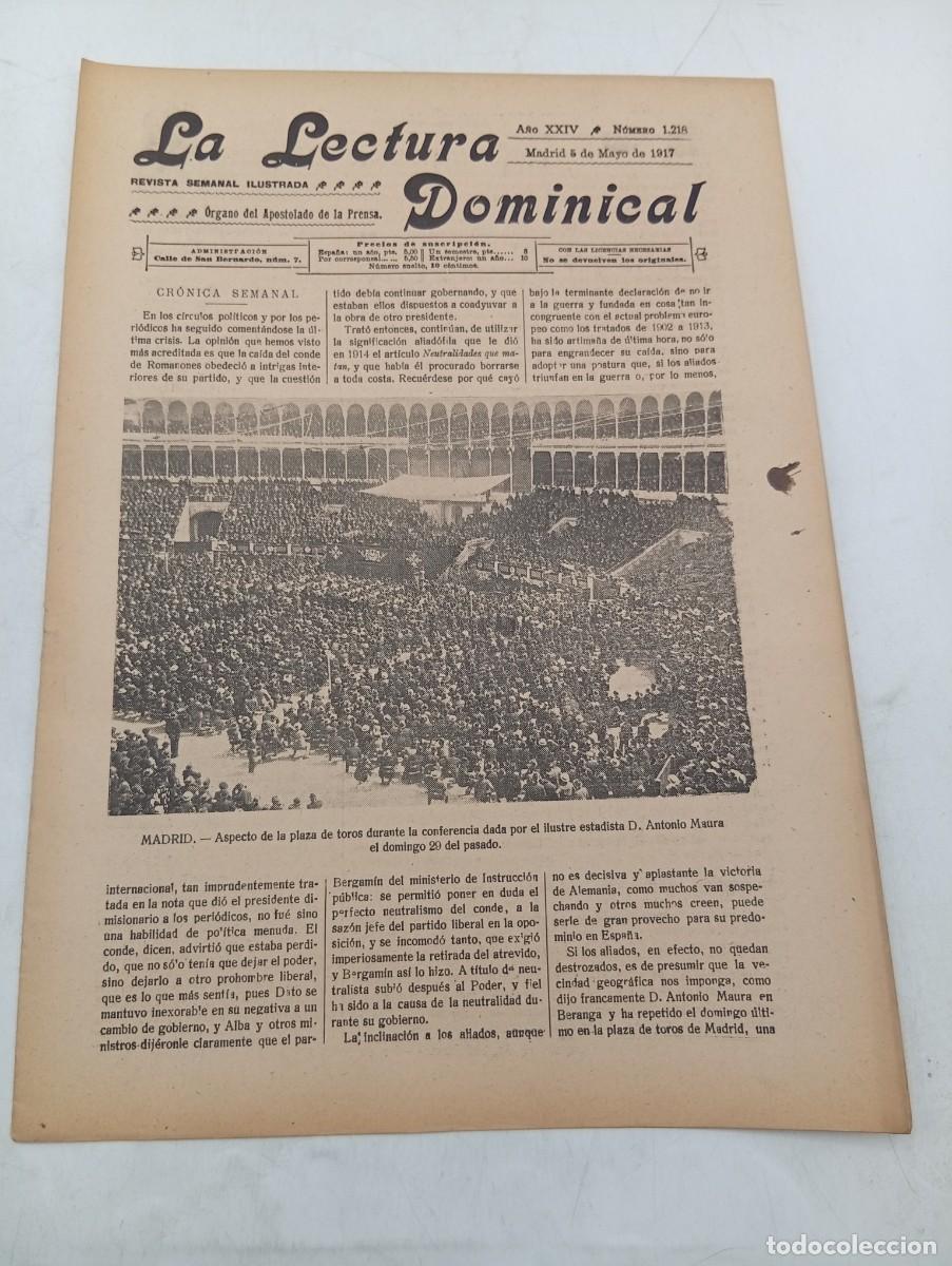 Coleccionismo de revistas y peri&oacute;dicos: LECTURA DOMINICAL. A&Ntilde;O XXIV. N&ordm; 1218. A&Ntilde;O 1917. MADRID: PLAZA DE TOROS. ENTIERRO DE UN OFICI... LEER