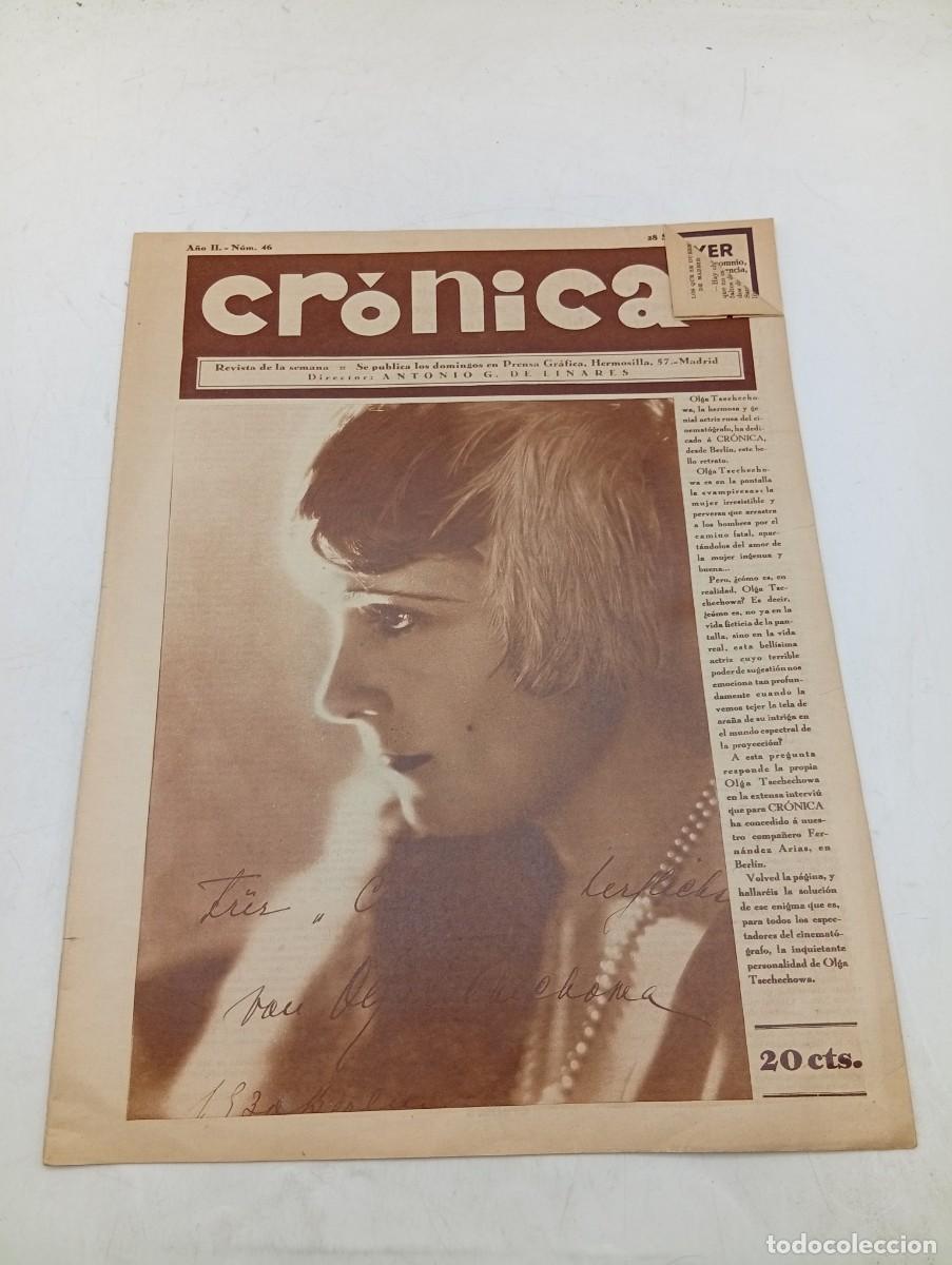 Coleccionismo de revistas y peri&oacute;dicos: CR&Oacute;NICA. REVISTA DE LA SEMANA. N&ordm; 46. SEPT 1930. OLGA TAECHECHOWA. LOS AUTOMOVILES SOBRE LAS.. LEER.