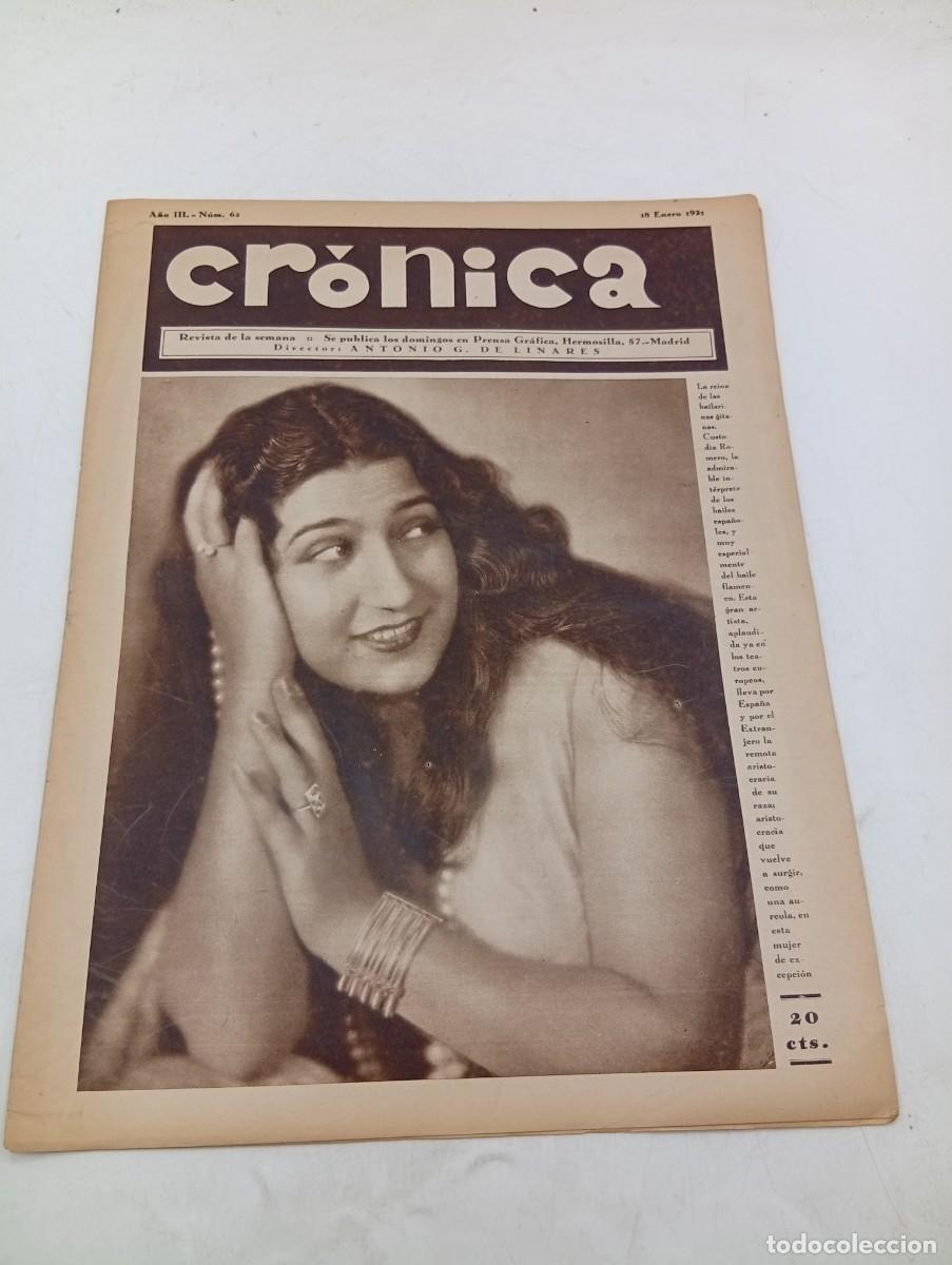 Coleccionismo de revistas y peri&oacute;dicos: CR&Oacute;NICA. REVISTA DE LA SEMANA. N&ordm; 62. ENE 1931. CUSTODIA ROMERO. ARMANDO PALACIO VALDES. SIN.. LEER.
