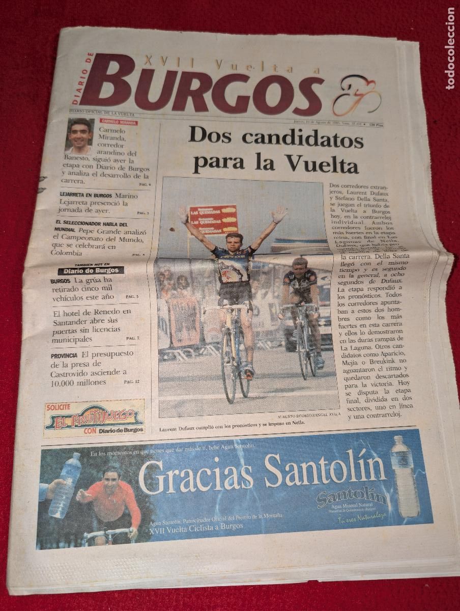 Coleccionismo de revistas y peri&oacute;dicos: PERIODICO DIARIO DE BURGOS agosto 1995 VUELTA LEJARRETA