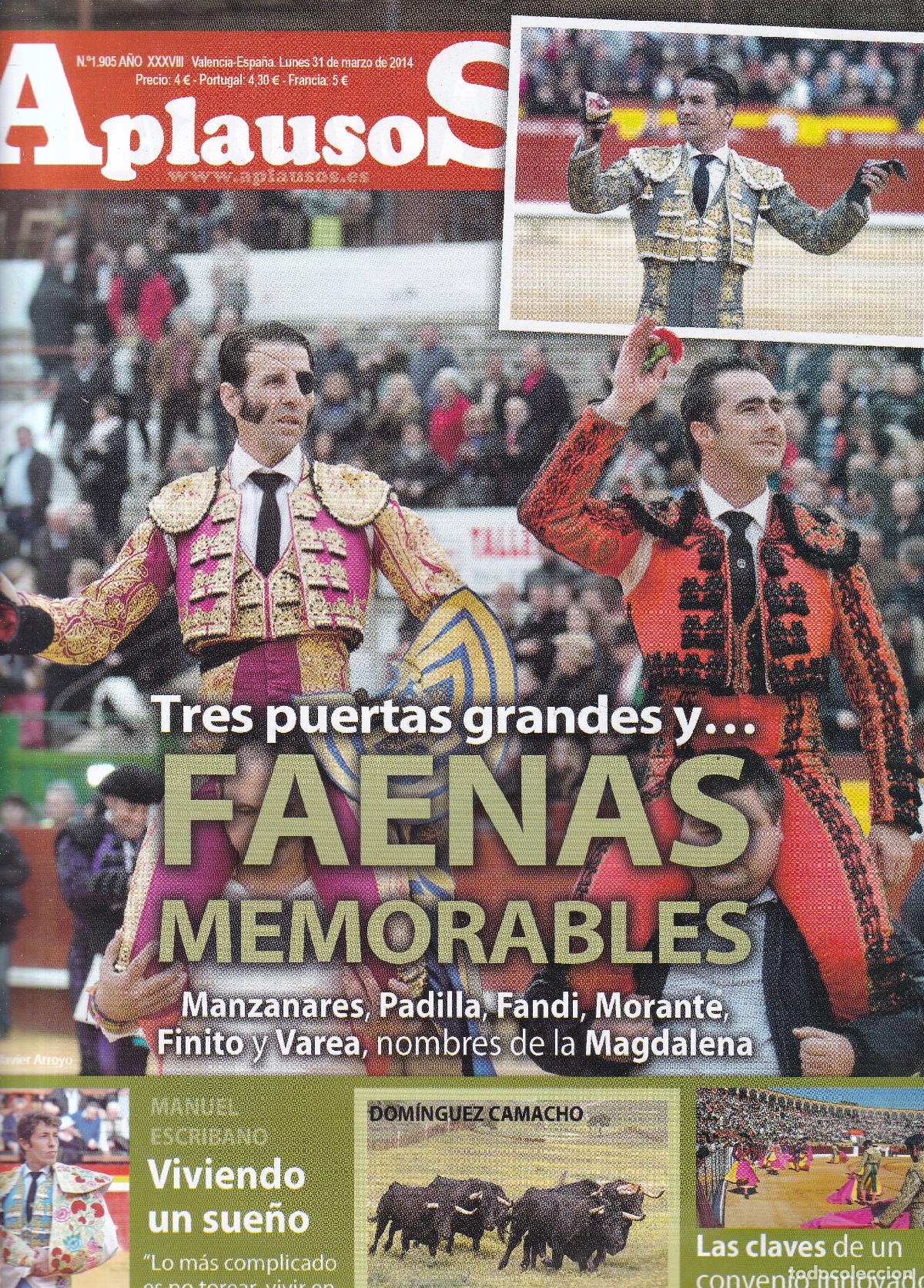 Collection Magazines and Newspapers: REVISTA APLAUSOS - N&ordm; 1905 / LUNES, 31 DE MARZO DE 2014 - TAUROMAQUIA