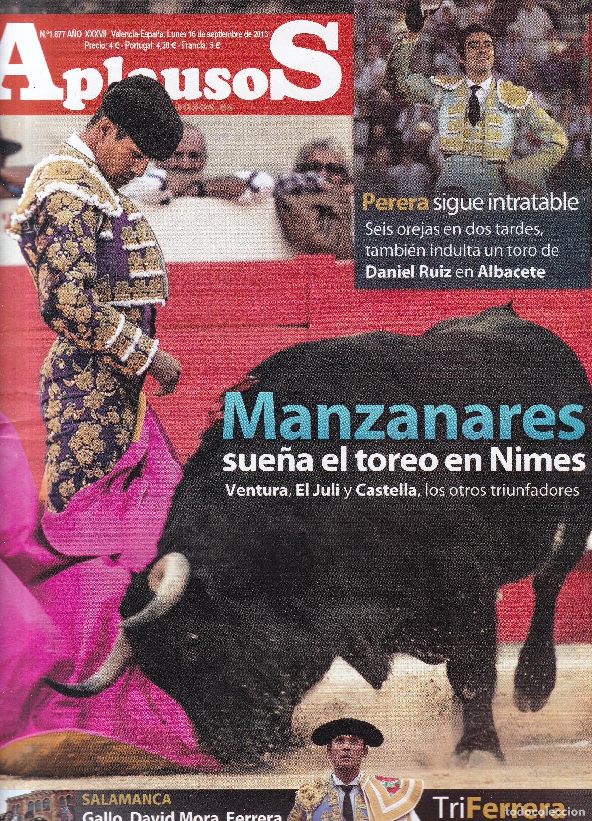 Collection Magazines and Newspapers: REVISTA APLAUSOS - N&ordm; 1877 / LUNES, 16 DE SEPTIEMBRE DE 2013 - TAUROMAQUIA