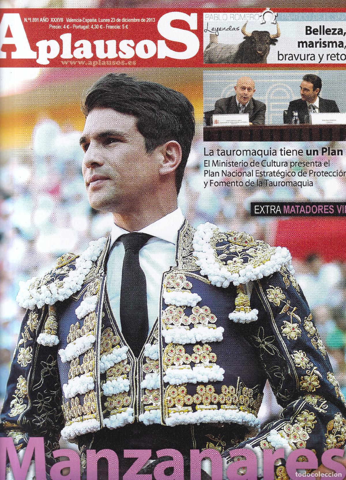 Colecionismo de Revistas e Jornais: REVISTA APLAUSOS - N&ordm; 1891 / LUNES, 23 DE DICIEMBRE 2013 - TAUROMAQUIA