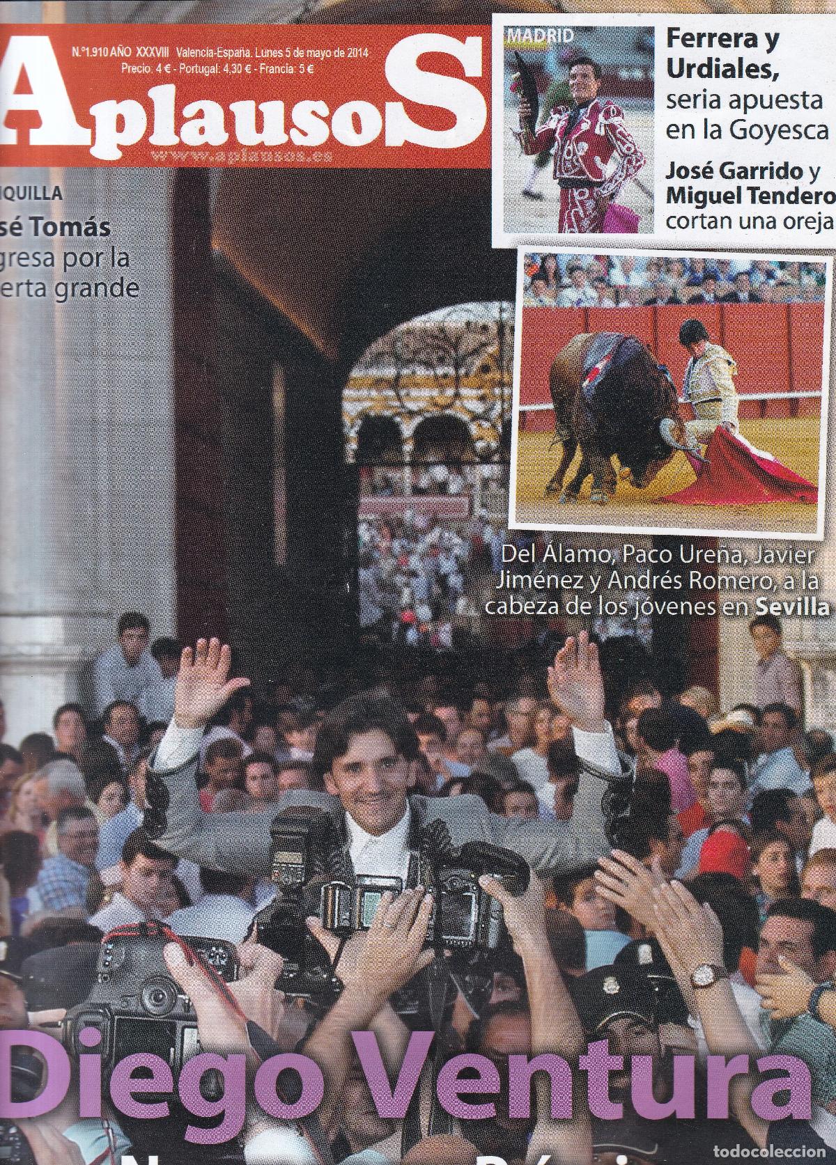 Coleccionismo de revistas y peri&oacute;dicos: REVISTA APLAUSOS - N&ordm; 1910 / LUNES, 5 DE MAYO DE 2014 - TAUROMAQUIA