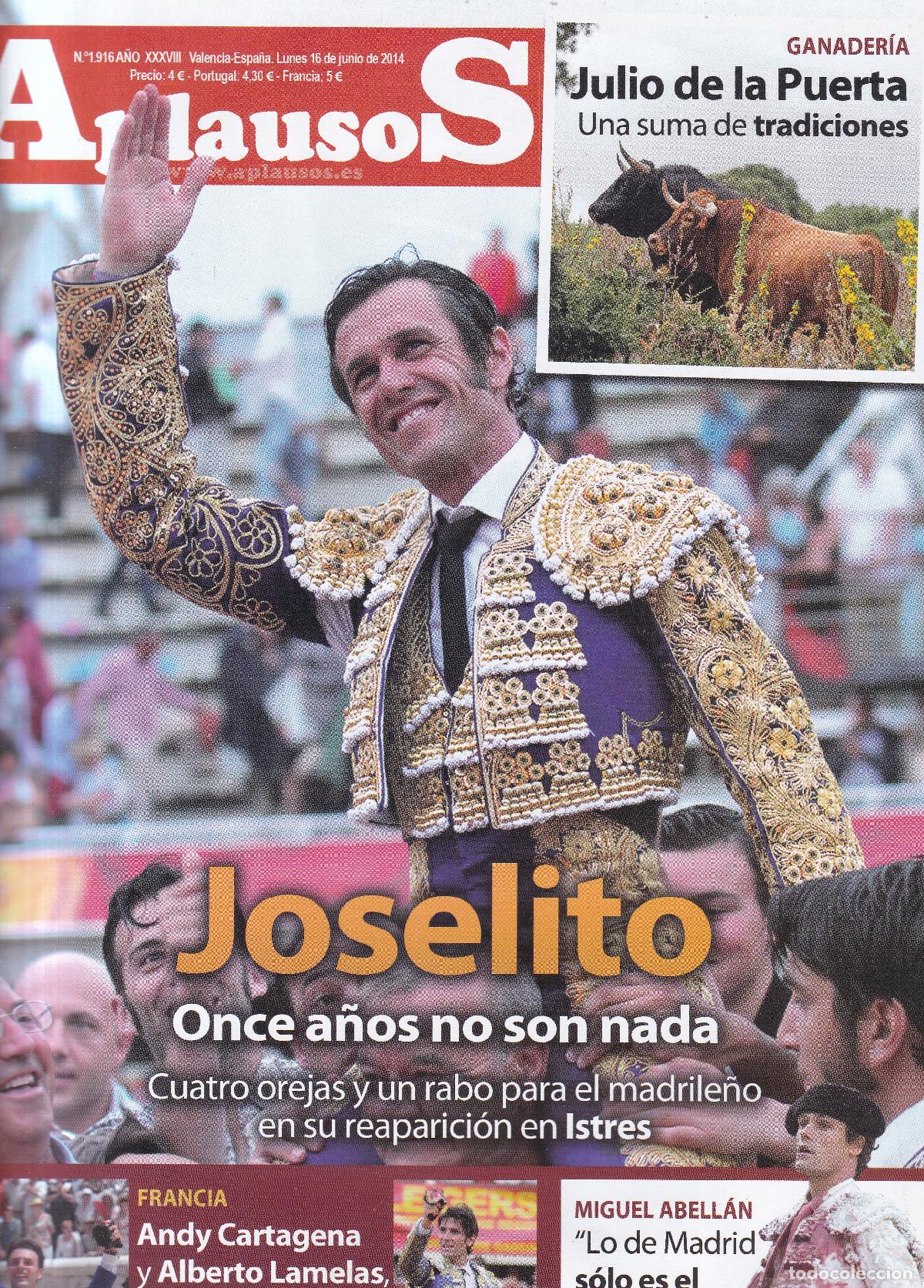 Coleccionismo de revistas y peri&oacute;dicos: REVISTA APLAUSOS - N&ordm; 1916 / LUNES, 16 DE JUNIO DE 2014 - TAUROMAQUIA