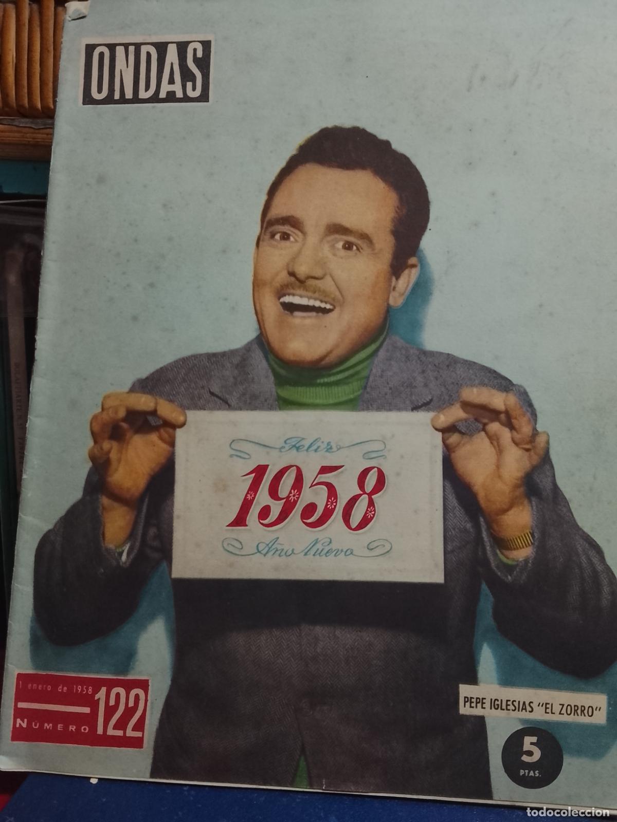 Coleccionismo de revistas y peri&oacute;dicos: ONDAS PORTADA PEPE IGLESIAS '' EL ZORRO '' 1958
