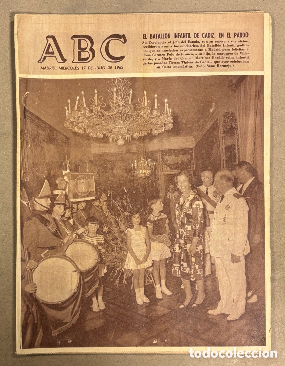 Collectionnisme de Revues et Journaux: ABC (17 JULIO 1963) BATALL&Oacute;N INFANTIL DR C&Aacute;DIZ EN EL PARDO, MONUMENTO SAN PABLO TARRAGONA, GOLPE EST