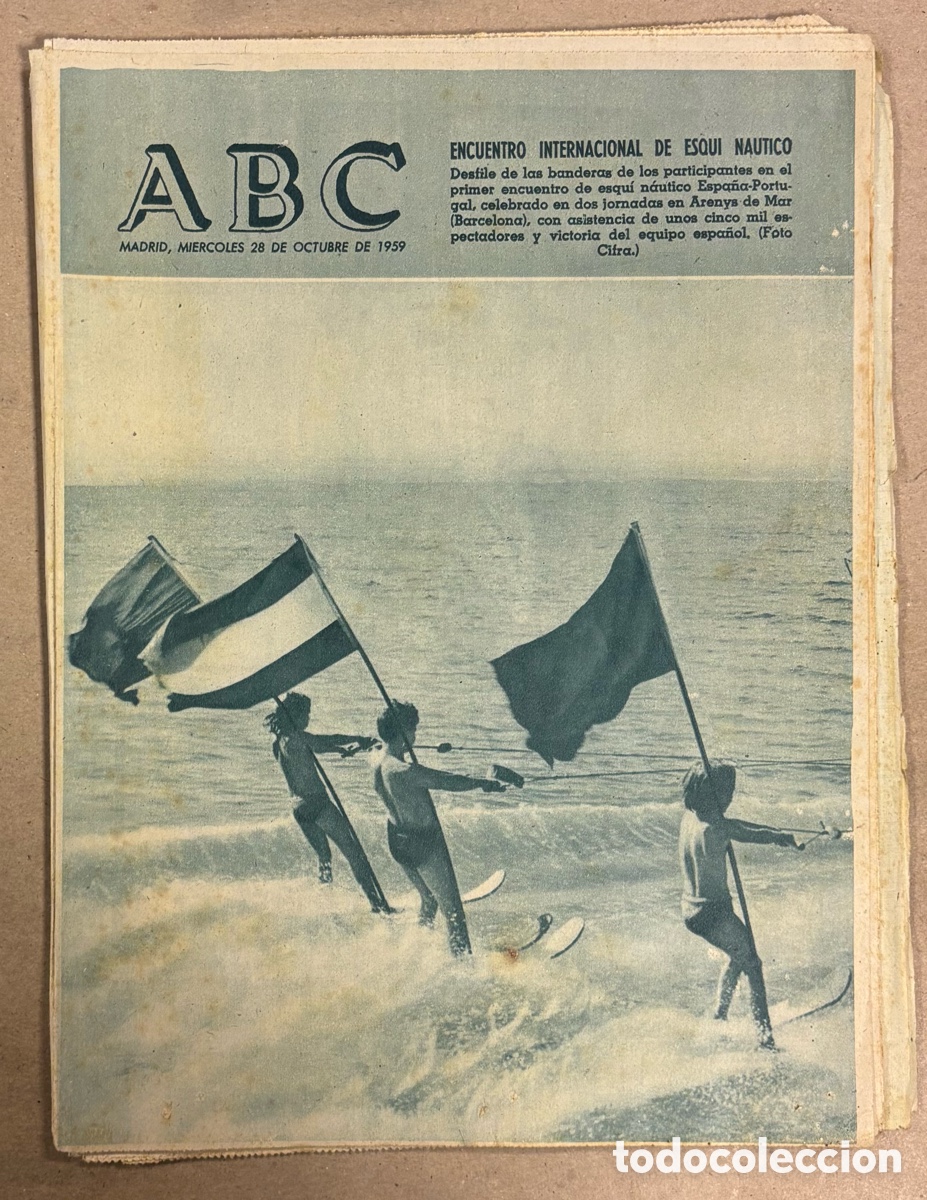 Coleccionismo de revistas y peri&oacute;dicos: ABC (28 OCTUBRE 1959) ENCUENTRO INTERNACIONAL DE ESQU&Iacute; N&Aacute;UTICO ARENYS DE MAR, EL PE&Ntilde;&Oacute;N DE IFACH