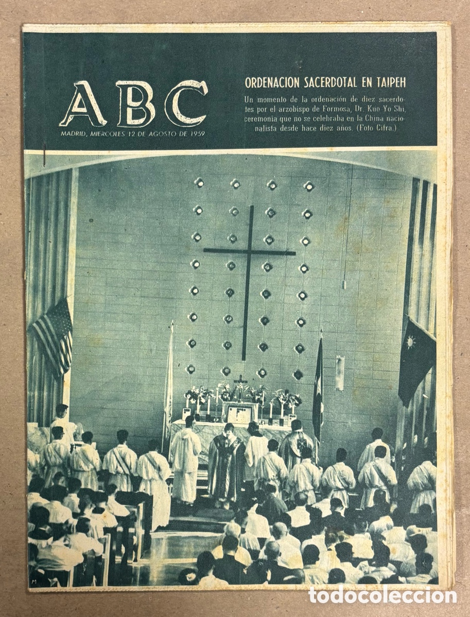 Coleccionismo de revistas y peri&oacute;dicos: ABC (12 AGOSTO 1959) ORDENACI&Oacute;N ARZOBISPO DE FORMOSA, ELDA,,LONGCHAMPS,&hellip;