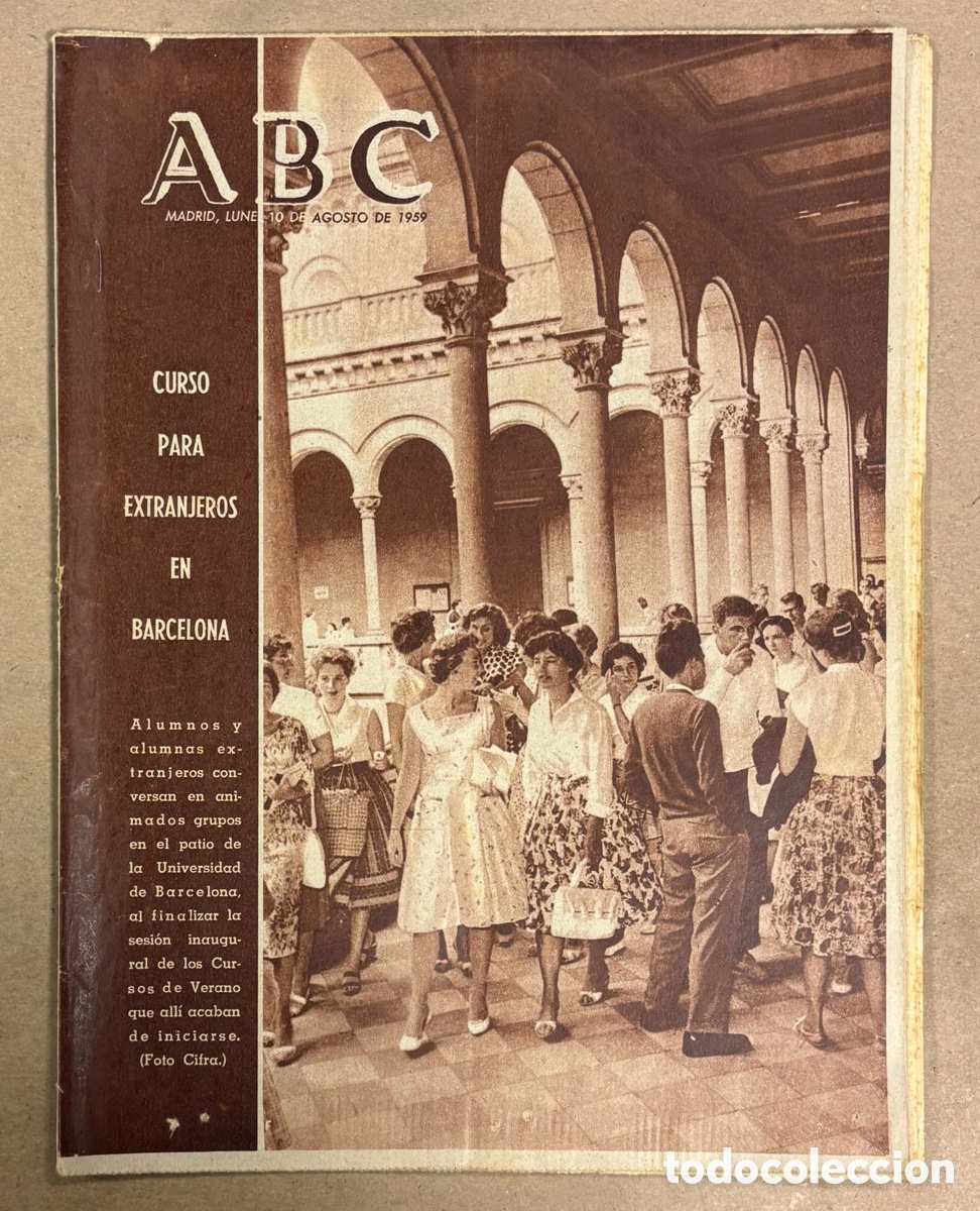Coleccionismo de revistas y peri&oacute;dicos: ABC (10 AGOSTO 1959) CURSO PARA EXTRANJEROS EN BARCELONA, INAUGURACI&Oacute;N F&Aacute;BRICA KAS MADRID