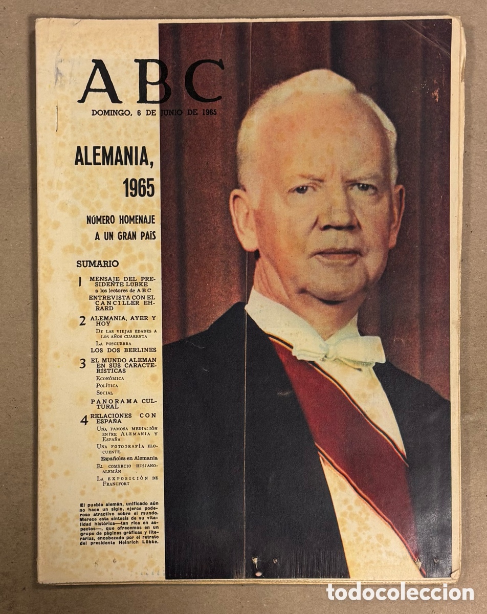 Coleccionismo de revistas y peri&oacute;dicos: ABC (6 JUNIO 1965) ALEMANIA 1965 N&Uacute;MERO HOMENAJE A UN GRAN PA&Iacute;S,&hellip;