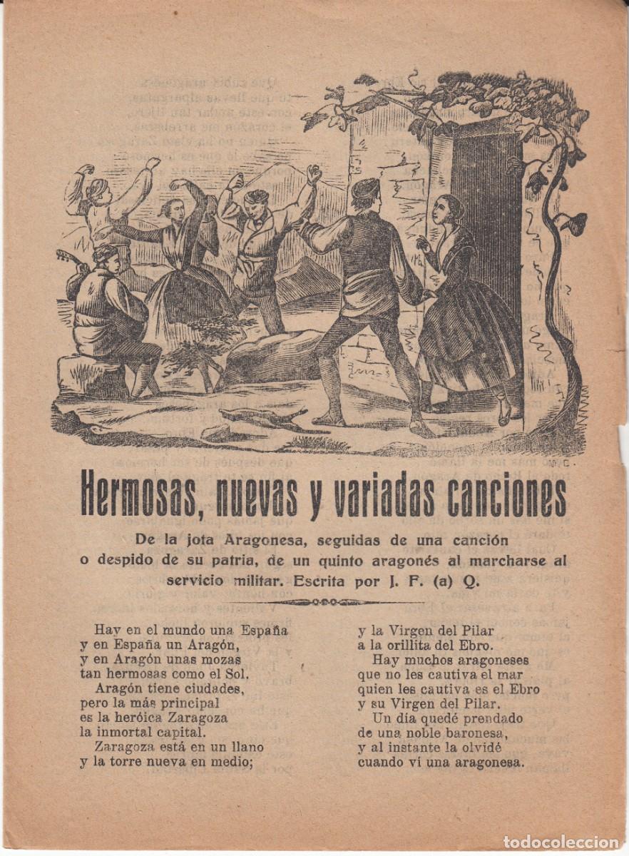 Coleccionismo de revistas y peri&oacute;dicos: PLIEGO DE CORDEL - ROMAN&Ccedil;OS - HERMOSAS NUEVAS Y VARIADAS CANCIONES DE LA JOTA ARAGONESA- - SIGLO XIX