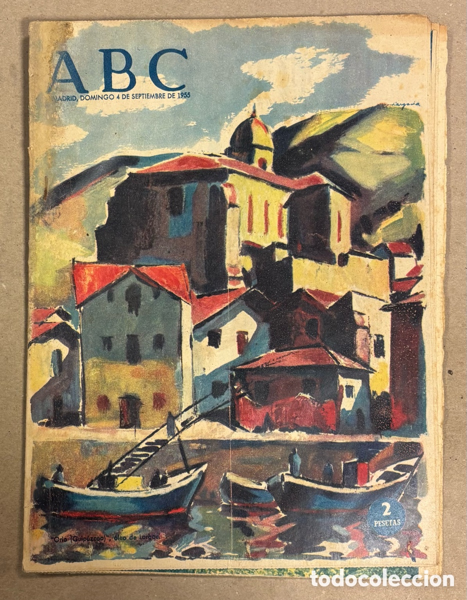 Collectionnisme de Revues et Journaux: ABC (4 SEPTIEMBRE 1955) ORIO (GUIP&Uacute;ZCOA) LARGACHA, COSECHA SEDA, CASTILLO SANTORCAZ, SALTO PEARES