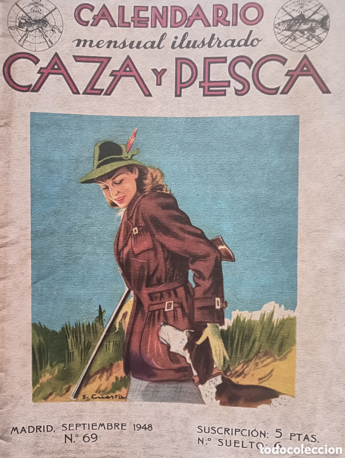 Collezionismo di Riviste e Giornali: Calendario mensual de caza y pesca n&uacute;mero 69-1948 septiembre
