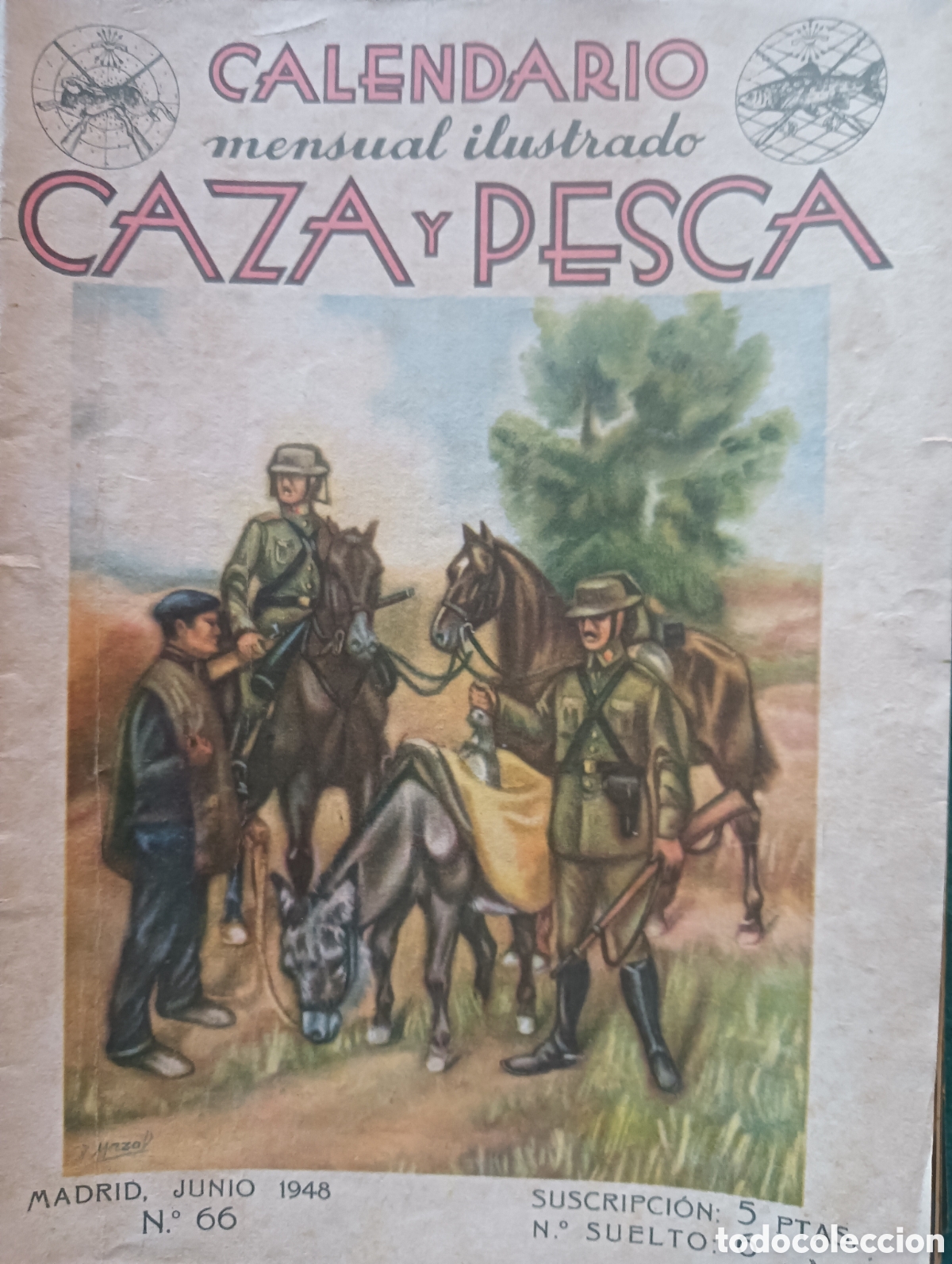Collezionismo di Riviste e Giornali: Calendario mensual de caza y pesca junio de 1948 n&uacute;mero 66
