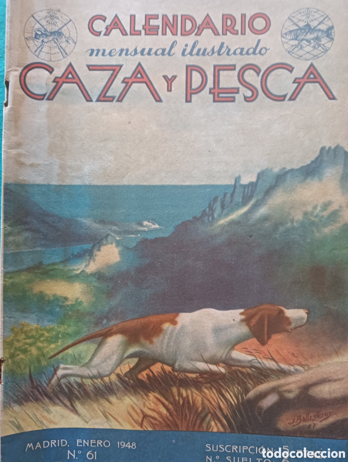 Collezionismo di Riviste e Giornali: calendario mensual de caza y pesca enero de 1948 n&uacute;mero 61