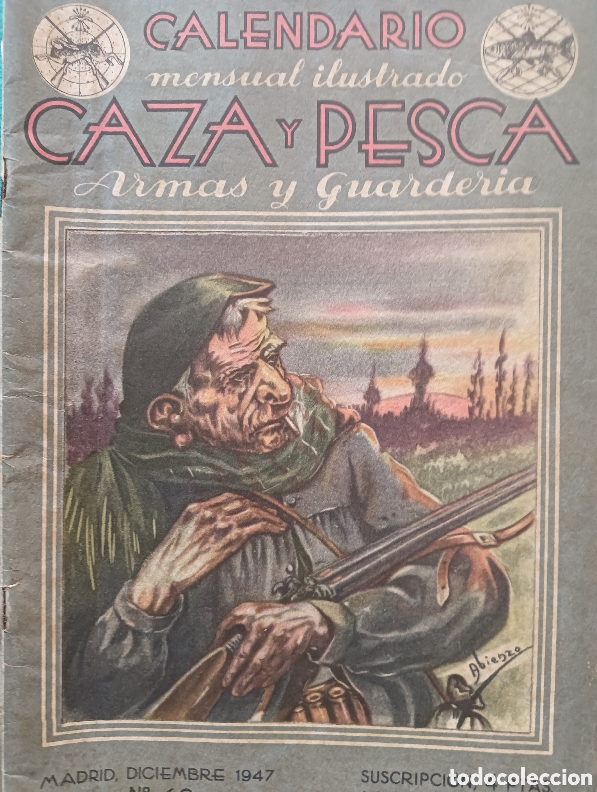 Coleccionismo de revistas y peri&oacute;dicos: Calendario mensual de caza y pesca diciembre de 1947 n&uacute;mero 60