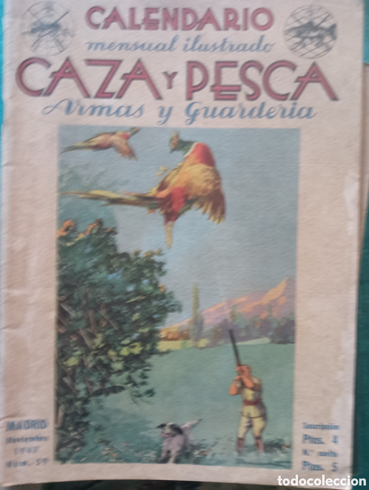 Coleccionismo de revistas y peri&oacute;dicos: Calendario mensual de caza y pesca n&uacute;mero 59 noviembre de 1947