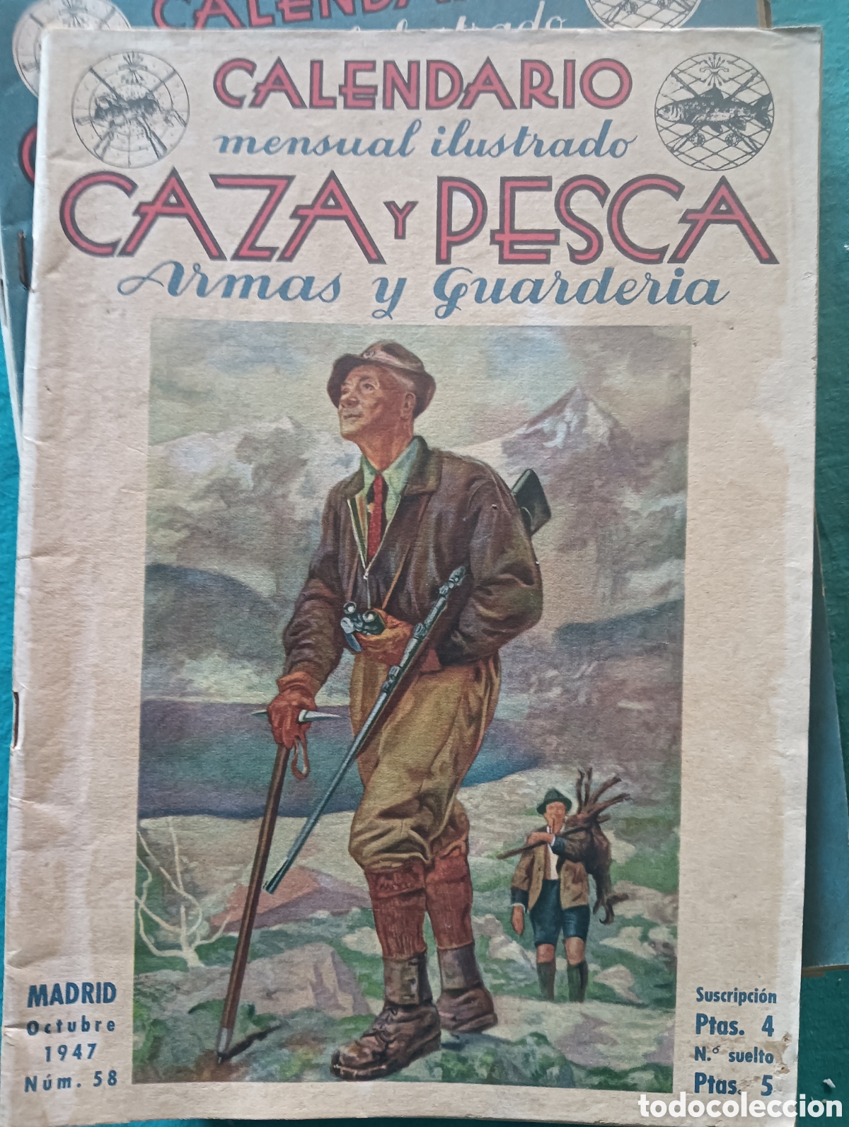 Coleccionismo de revistas y peri&oacute;dicos: Calendario mensual de caza y pesca octubre de 1947 n&uacute;mero 58
