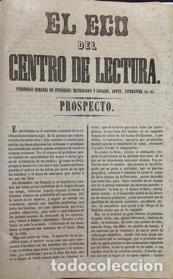 Colecionismo de Revistas e Jornais: El eco del centro de lectura. Peri&oacute;dico de literatura y de intereses materiales y morales 1859-1860