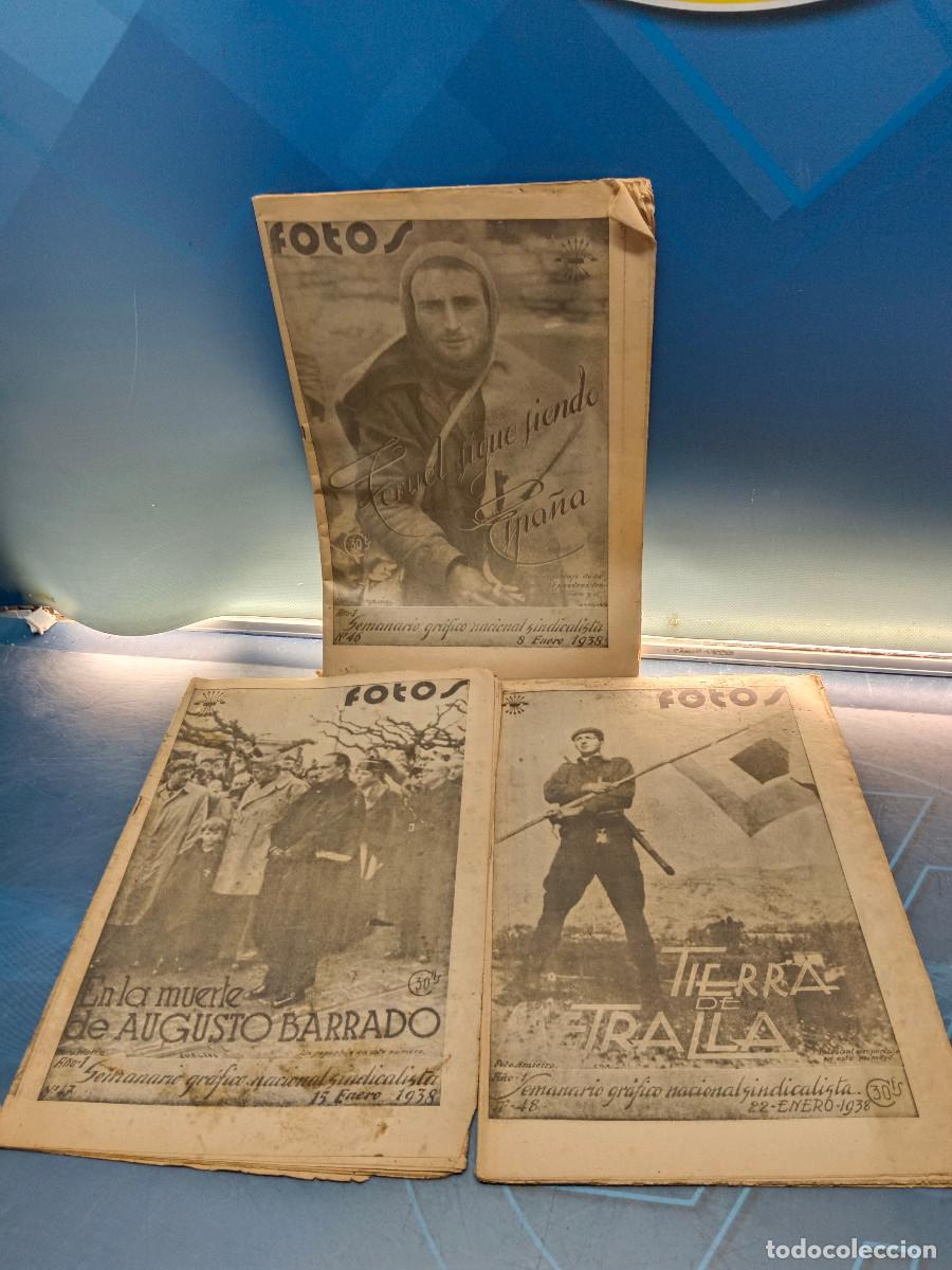 Coleccionismo de revistas y peri&oacute;dicos: 3 antiguos PERIODICOS, FOTOS, FALANGE n&ordm; 46, 47 y 48, enero de 1938