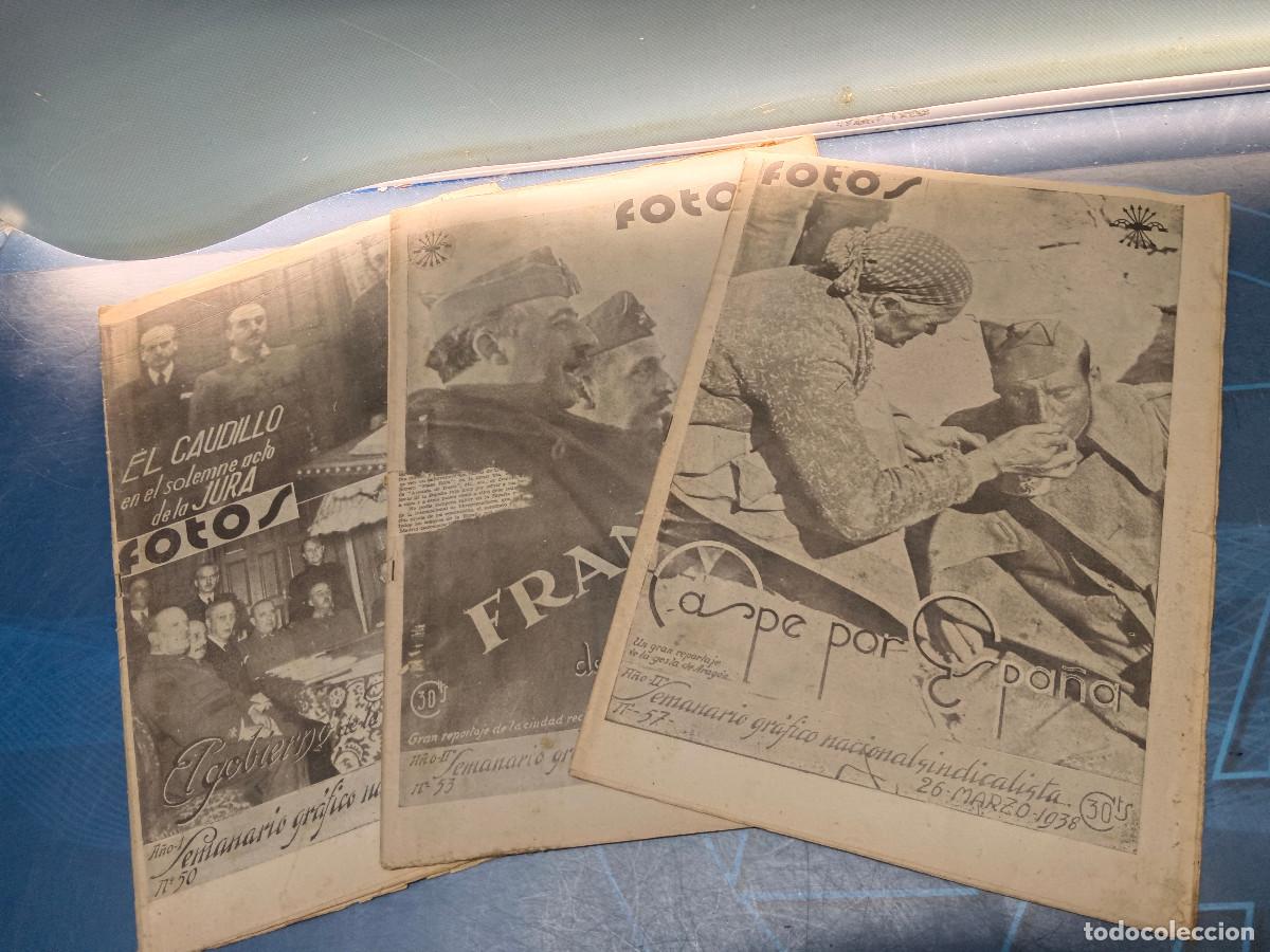 Coleccionismo de revistas y peri&oacute;dicos: 3 antiguos PERIODICOS, FOTOS, FALANGE n&ordm; 50, 53 y 57, 1938