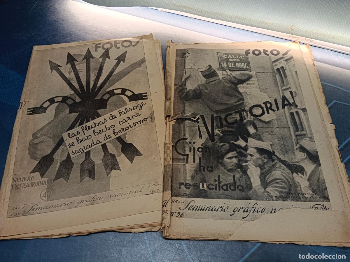 Coleccionismo de revistas y peri&oacute;dicos: 2 antiguos PERIODICOS, FOTOS, FALANGE n&ordm; 33 y 37, a&ntilde;o 1937