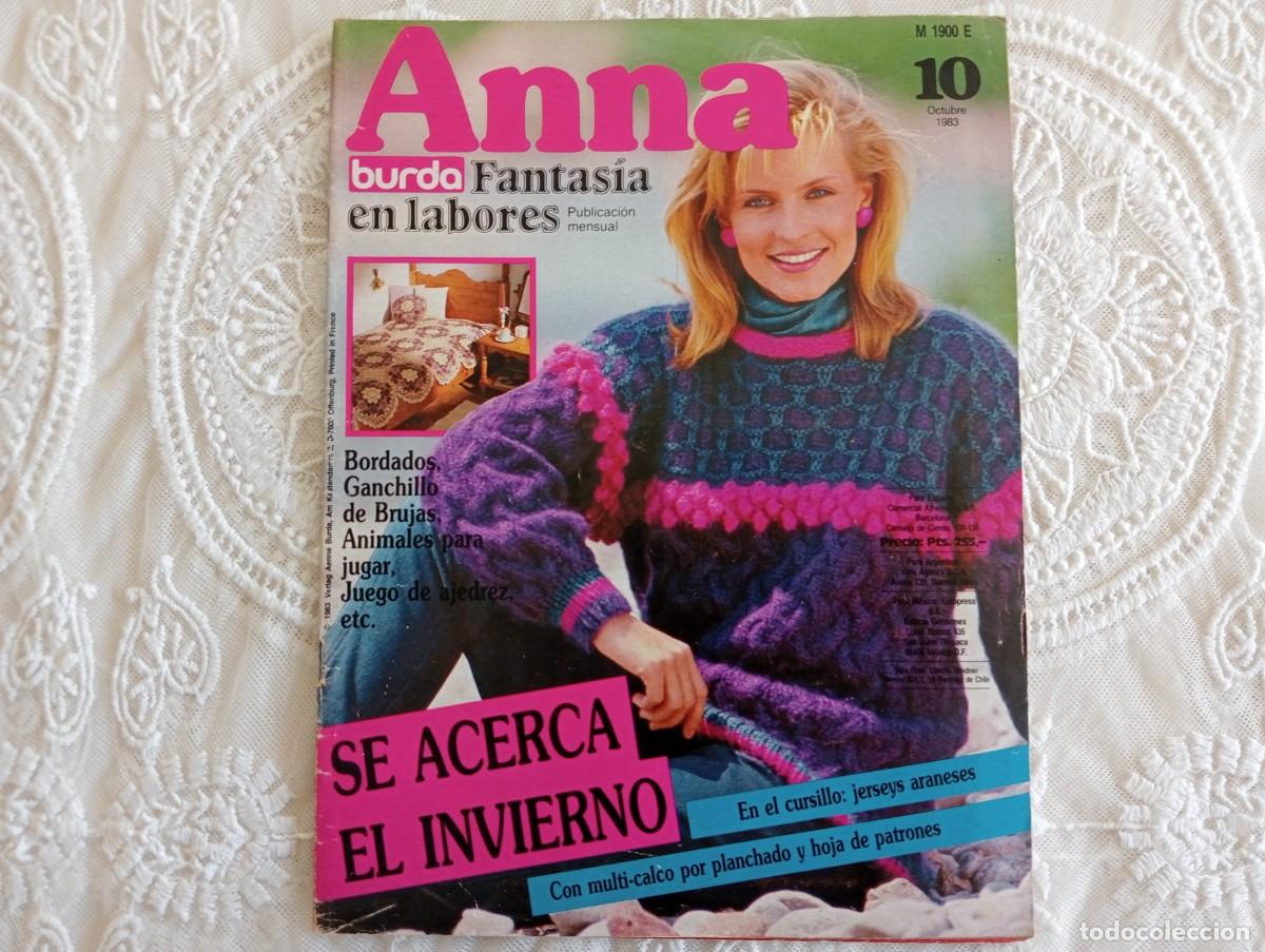 Coleccionismo de revistas y peri&oacute;dicos: Revista Anna Burda Fantas&iacute;a en labores n&ordm; 10 &ndash; Octubre 1983 &ndash; Tricot, ganchillo y bordado