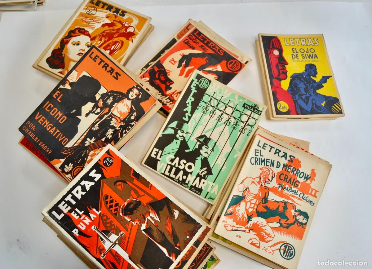 Coleccionismo de revistas y peri&oacute;dicos: Gran Lote: 36 N&ordm;s de la Revista Literaria Popular &rdquo;Letras&rdquo;. Atractivas Portadas. Zaragoza. 1937-1942