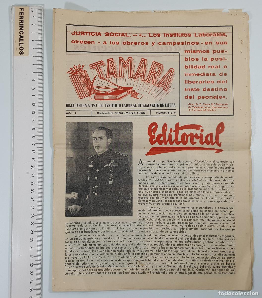 Coleccionismo de revistas y peri&oacute;dicos: TAMARA HOJA INFORMATIVA DEL INSTITUTO LABORAL DE TAMARITE DE LITERA N&ordm; 5 Y 6 1954-5 12 P&Aacute;GINAS