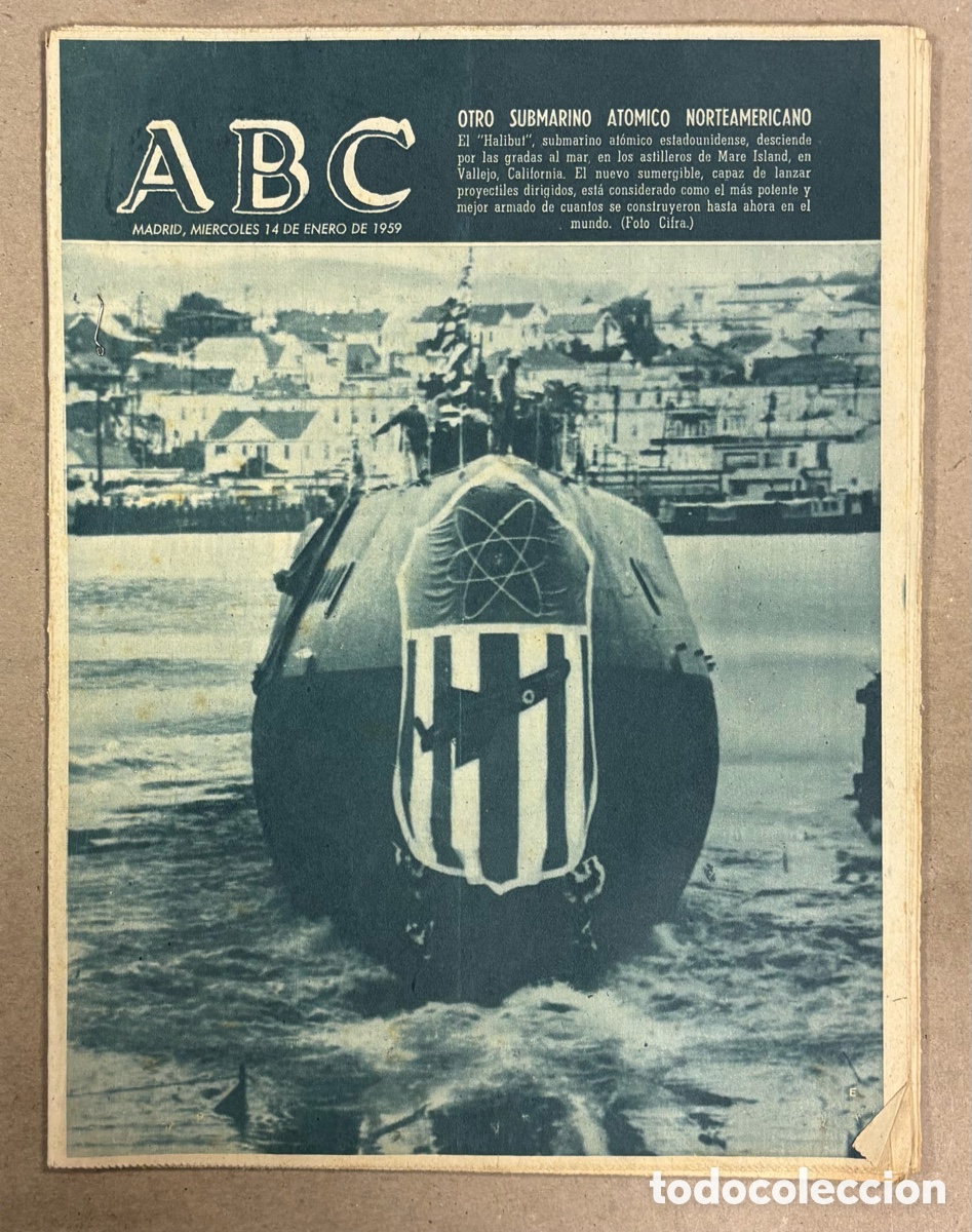 Coleccionismo de revistas y peri&oacute;dicos: ABC (14 ENERO 1959) SUBMARINO AT&Oacute;MICO NORTEAMERICANO, RIBADELAGO, MAR&Iacute;A CUADRA,&hellip;
