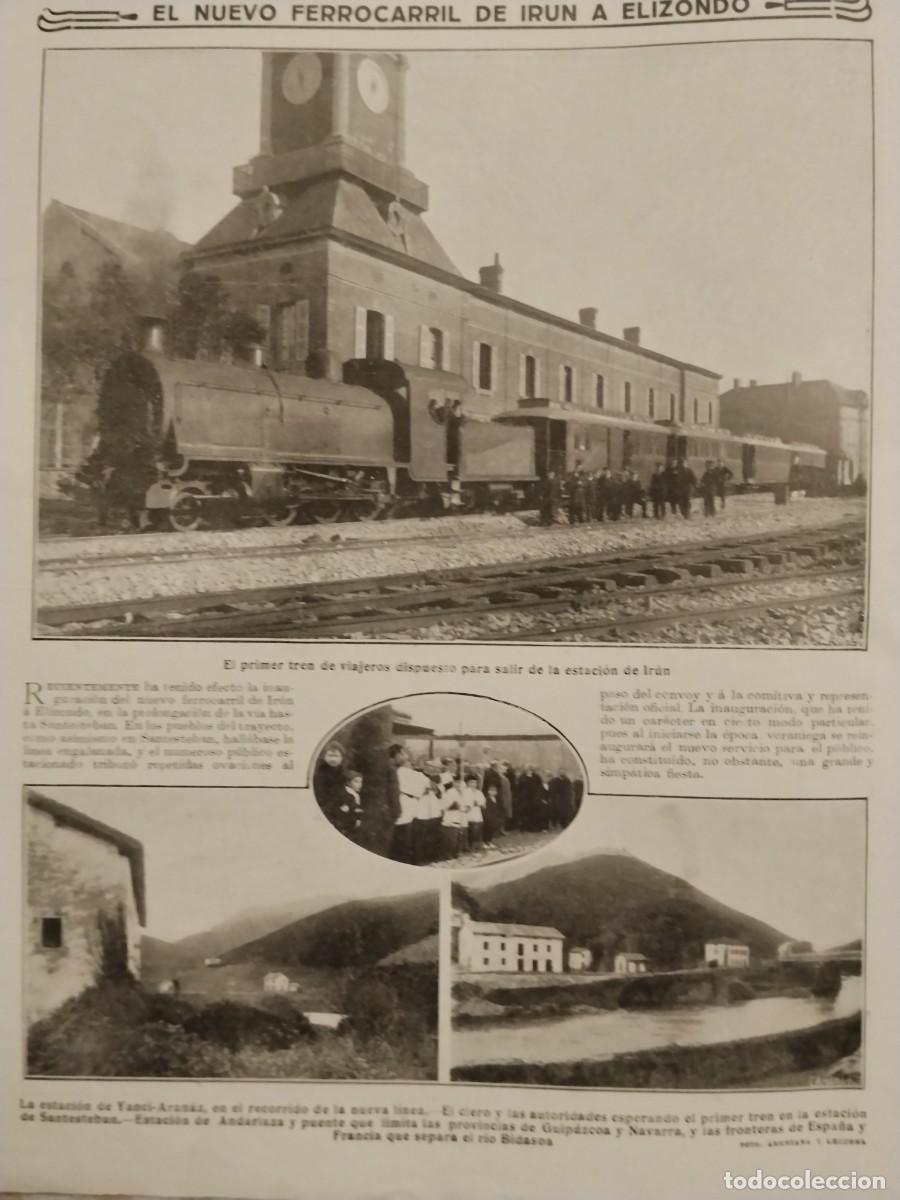 Coleccionismo de revistas y peri&oacute;dicos: EL NUEVO FERROCARRIL DE IRUN A ELIZONDO ESTACION YANCI - ARANAZ SANTESTEBAN REVISTA A&Ntilde;O 1916