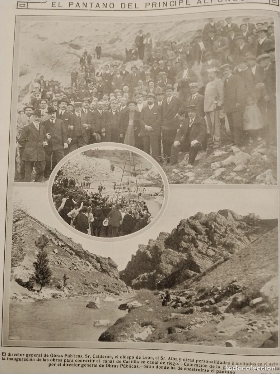 Coleccionismo de revistas y peri&oacute;dicos: OBRAS CANAL CASTILLA EN CANAL DE RIEGO PANTANO CARRERA MOTOCICLETAS PLENCIA BILBAO REVISTA A&Ntilde;O 1914