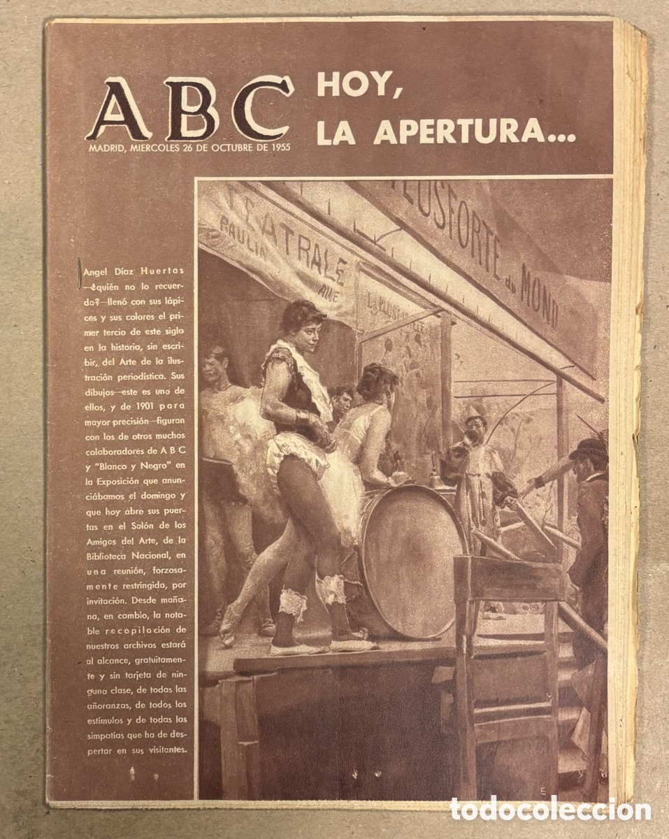 Coleccionismo de revistas y peri&oacute;dicos: ABC (26 OCTUBRE 1955) INAUGURACI&Oacute;N EXPOSICI&Oacute;N ILUSTRADORES B y N, COSECHADORA AJURIA, AVILES,&hellip;