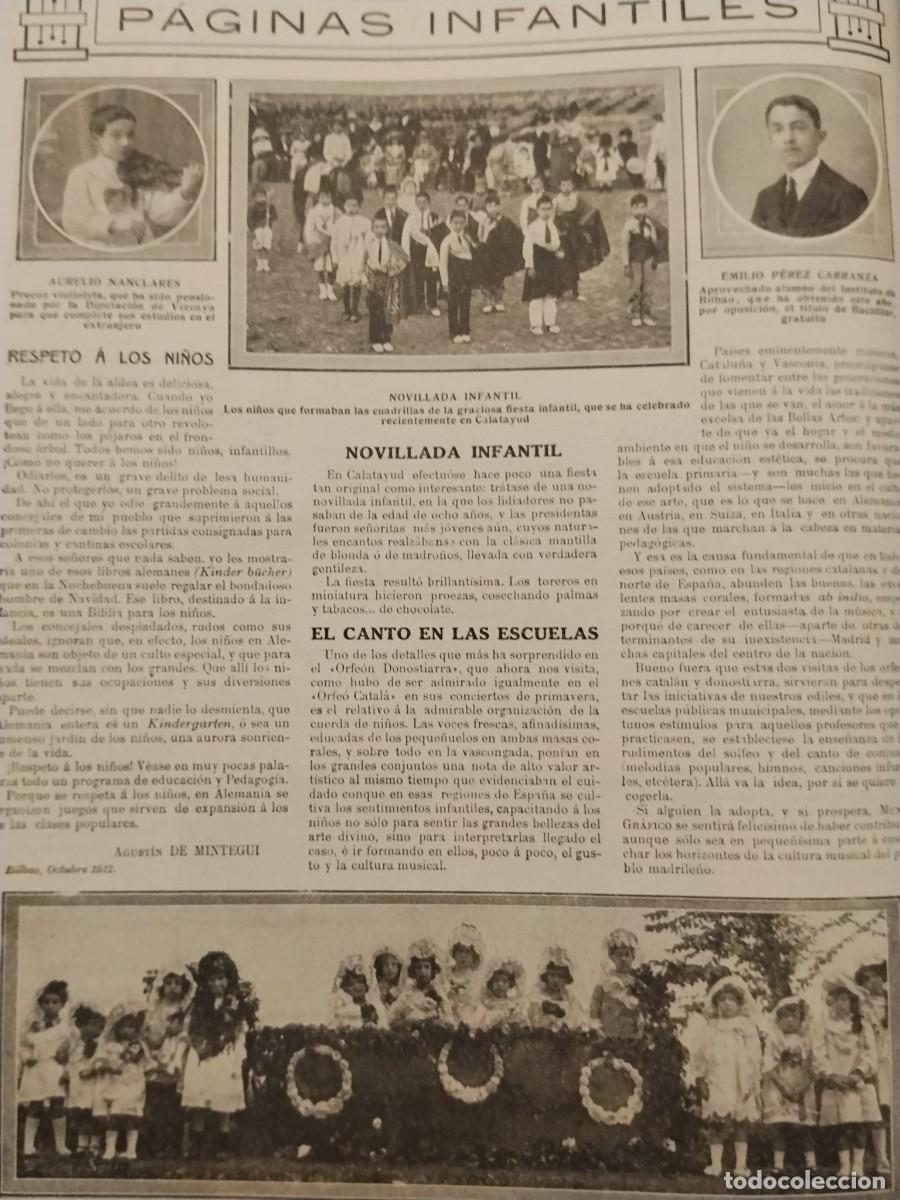 Coleccionismo de revistas y peri&oacute;dicos: OBRAS CANAL CASTILLA EN CANAL DE RIEGO PANTANO CARRERA MOTOCICLETAS PLENCIA BILBAO REVISTA A&Ntilde;O 1914