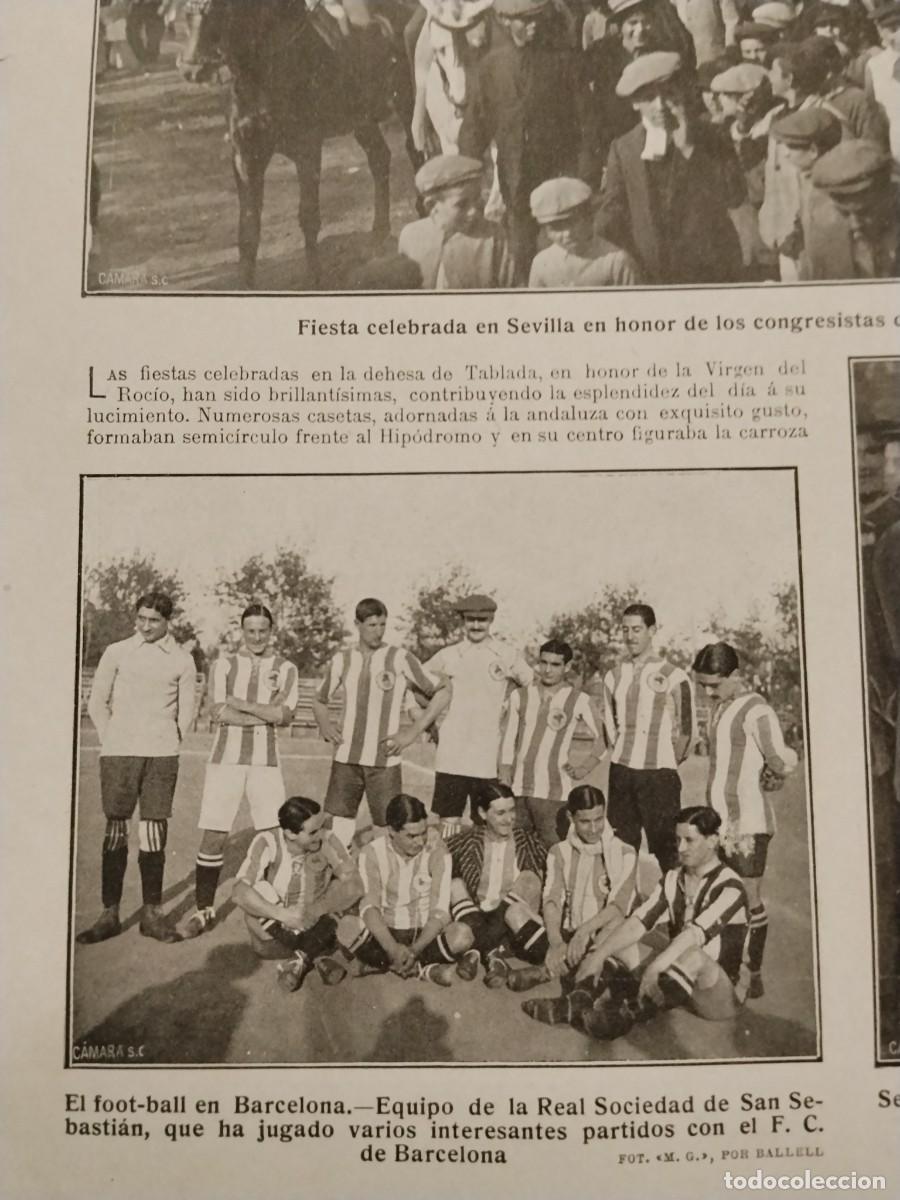 Coleccionismo de revistas y peri&oacute;dicos: EQUIPO DE FUTBOL DE LA REAL SOCIEDAD DE SAN SEBASTIAN HAN JUGADO CON EL F.C.BARCELONA HOJA A&Ntilde;O 1912