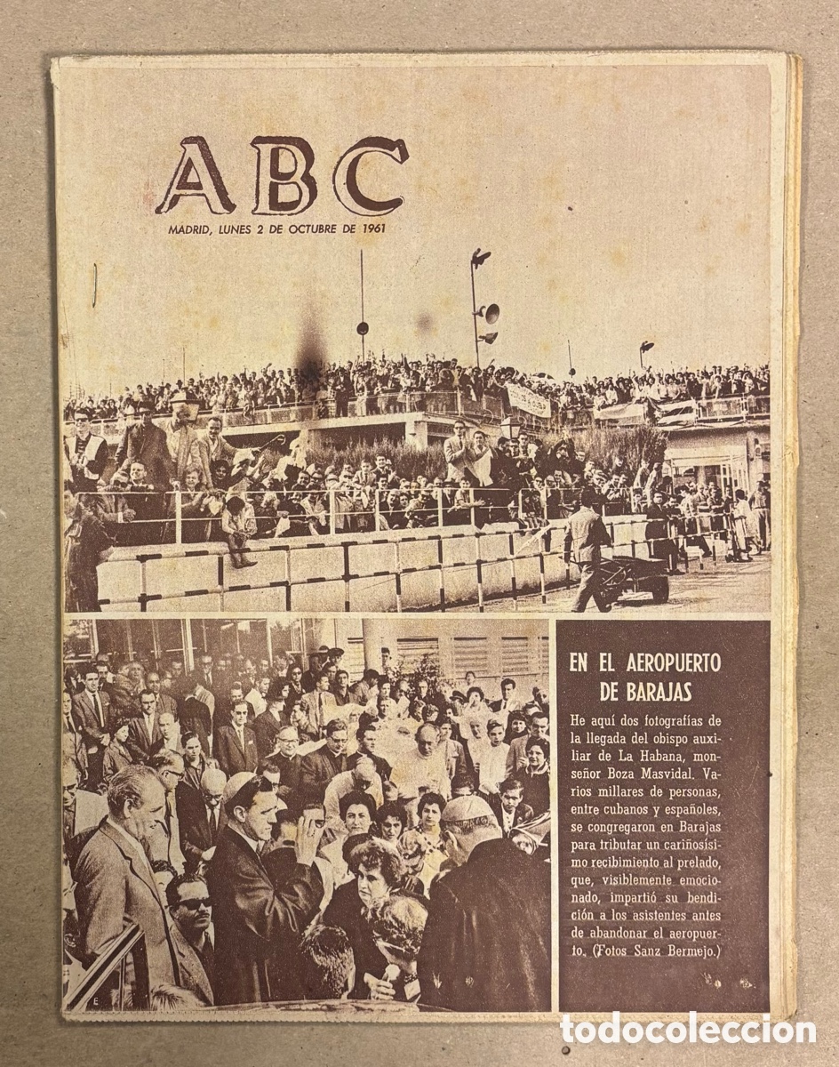Coleccionismo de revistas y peri&oacute;dicos: ABC (3 OCTUBRE 1961) LLEGADA OBISPO LA HABANA A BARAJAS, LINA MORGAN, VICENTE PARRA, VISITA FRANCO