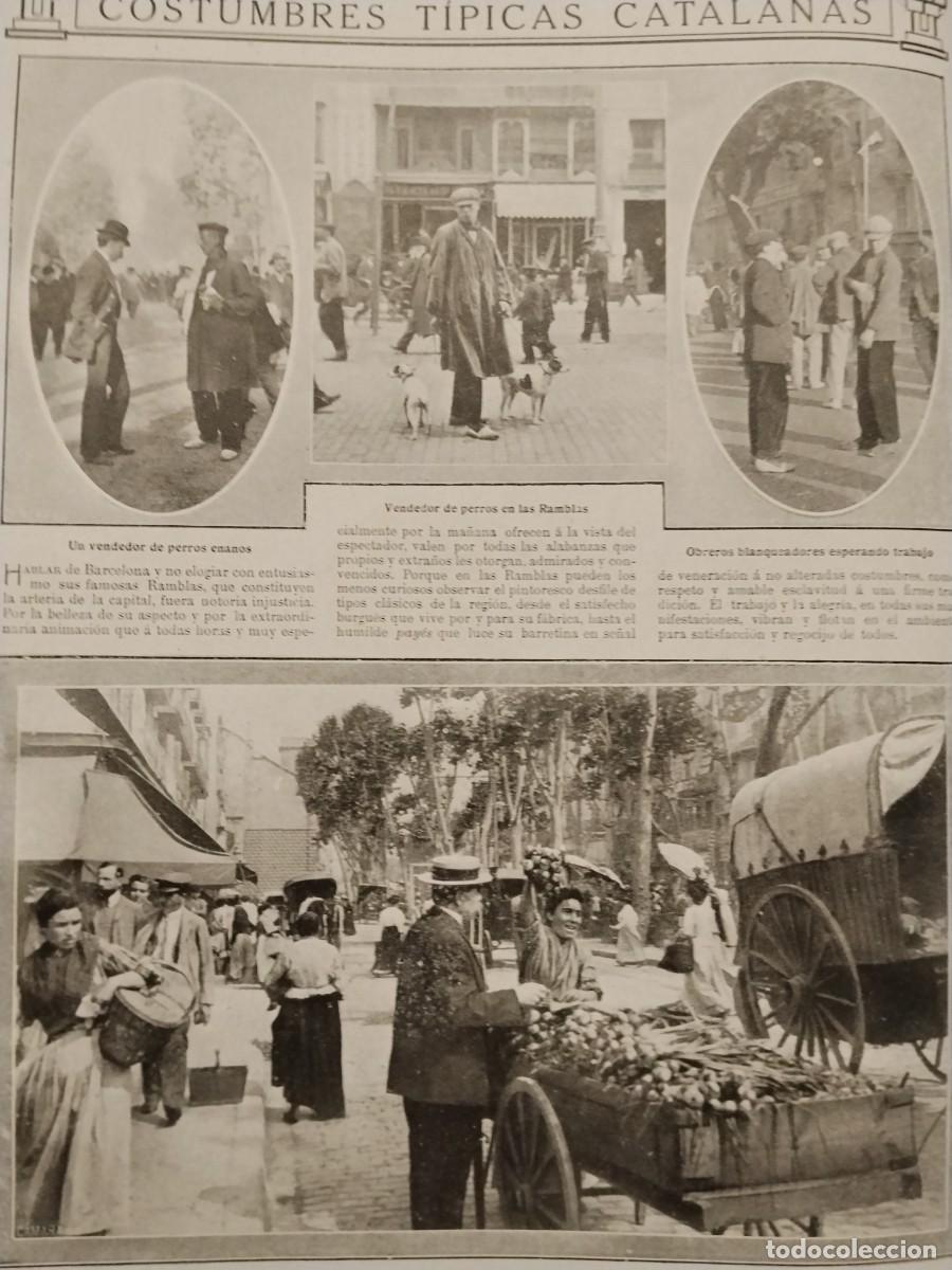 Coleccionismo de revistas y peri&oacute;dicos: VENDEDOR PERROS ENANOS VENDEDORA CEBOLLAS PUESTO CAFE CON LECHE RAMBLAS BARCELONA REVISTA A&Ntilde;O 1912