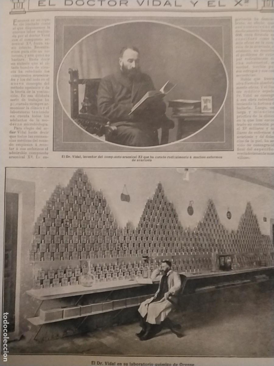 Coleccionismo de revistas y peri&oacute;dicos: EL DOCTOR VIDAL INVENTOR COMPUESTO ARSENICAL X2 CURACION AVARIOSIS ORENSE REVISTA A&Ntilde;O 1912