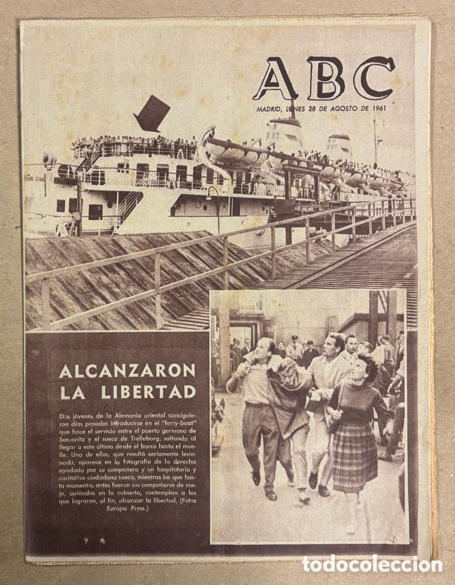 Coleccionismo de revistas y peri&oacute;dicos: ABC (28 AGOSTO 1961) ALCANZARON LIBERTAD ALEMANIA ORIENTAL, SOF&Iacute;A LOREN, ELECTRIFICACI&Oacute;N FERROCARRIL