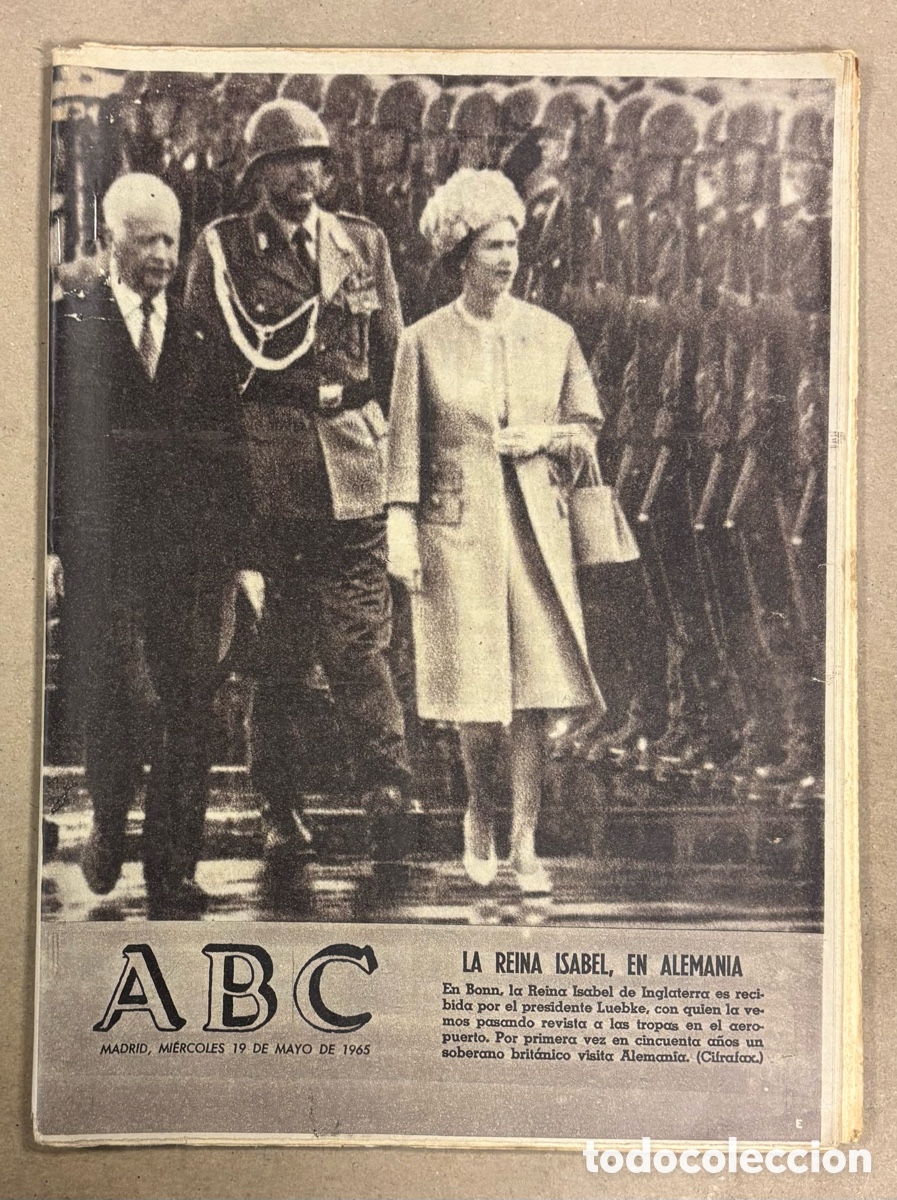 Coleccionismo de revistas y peri&oacute;dicos: ABC (19 MAYO 1965) REINA ISABEL II EN ALEMANIA, REGATA EN EL ALBERCHE, ATRACADOR RAIMUNDO MEDRANO