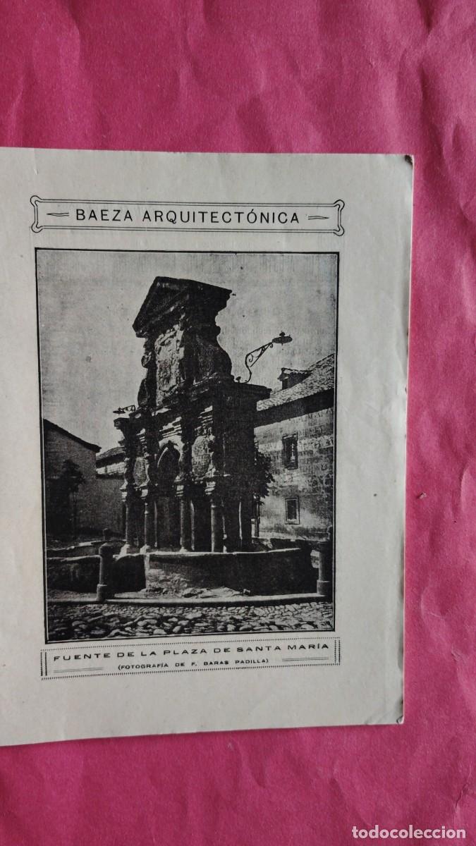 Coleccionismo de revistas y peri&oacute;dicos: BAEZA.-FUENTE DE LA PLAZA SANTA MARIA.-FOTOGRAFIA DE F. BARAS PADILLA.-LOPE DE SOSA.-A&Ntilde;O 1925.