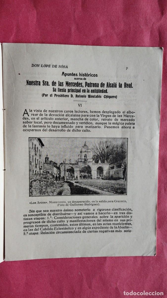 Coleccionismo de revistas y peri&oacute;dicos: NUESTRA SE&Ntilde;ORA DE LAS MERCEDES.-PATRONA DE ALCALA LA REAL.-ANTONIO MONTA&Ntilde;ES.-LOPE DE SOSA.-A&Ntilde;O 1925.