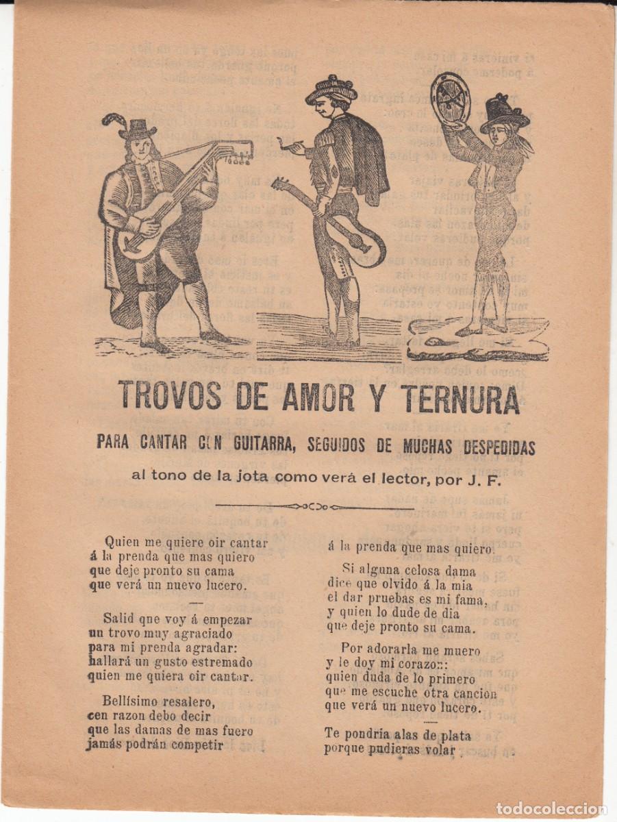 Coleccionismo de revistas y peri&oacute;dicos: PLIEGO DE CORDEL - ROMAN&Ccedil;OS - TROVOS DE AMOR Y TERNURA SIGLO XIX