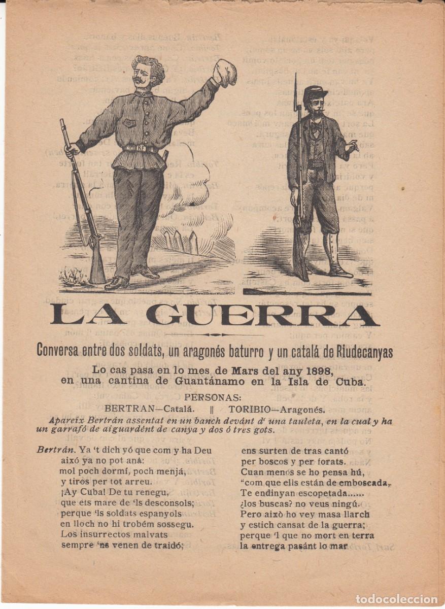 Coleccionismo de revistas y peri&oacute;dicos: PLIEGO DE CORDEL - ROMAN&Ccedil;OS - LA GUERRA CONVERSA ENTRE DOS SOLDATS , BATURROS I RIUDECANYES -